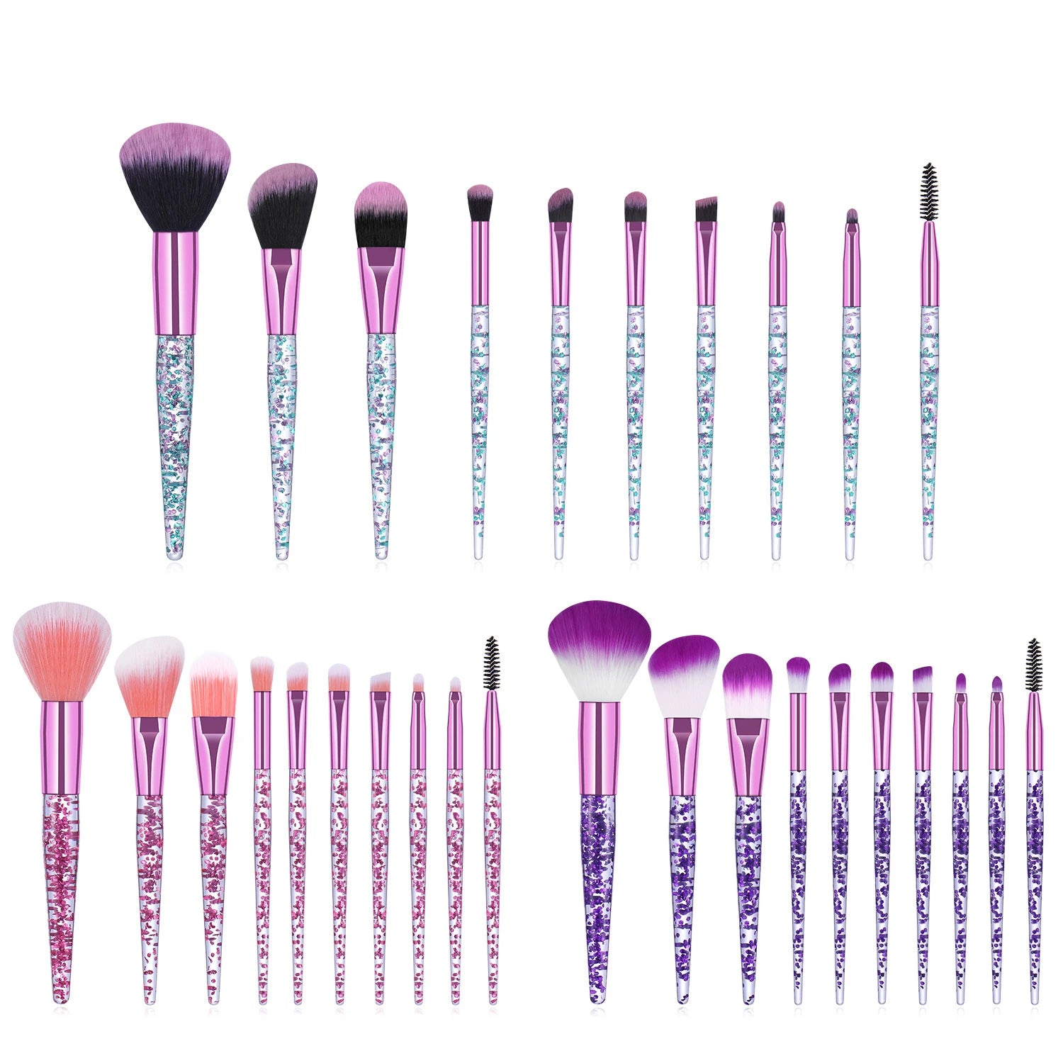 Elevate Your Makeup Game with the 6/7/10PCS Professional Diamond Crystal Brush Set - Perfect for Flawless Foundation, Blush, and Eye Shadow Application!