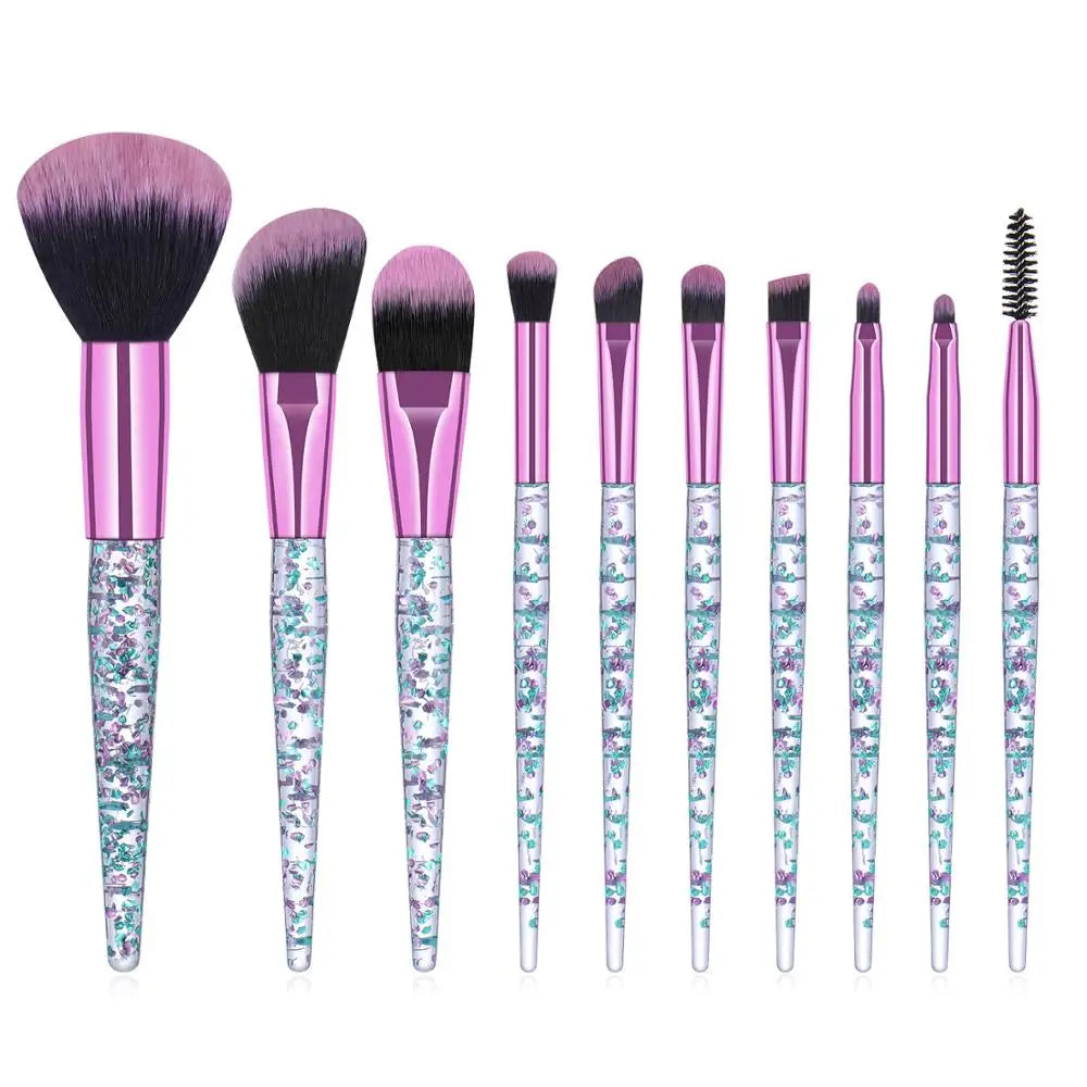 Elevate Your Makeup Game with the 6/7/10PCS Professional Diamond Crystal Brush Set - Perfect for Flawless Foundation, Blush, and Eye Shadow Application!