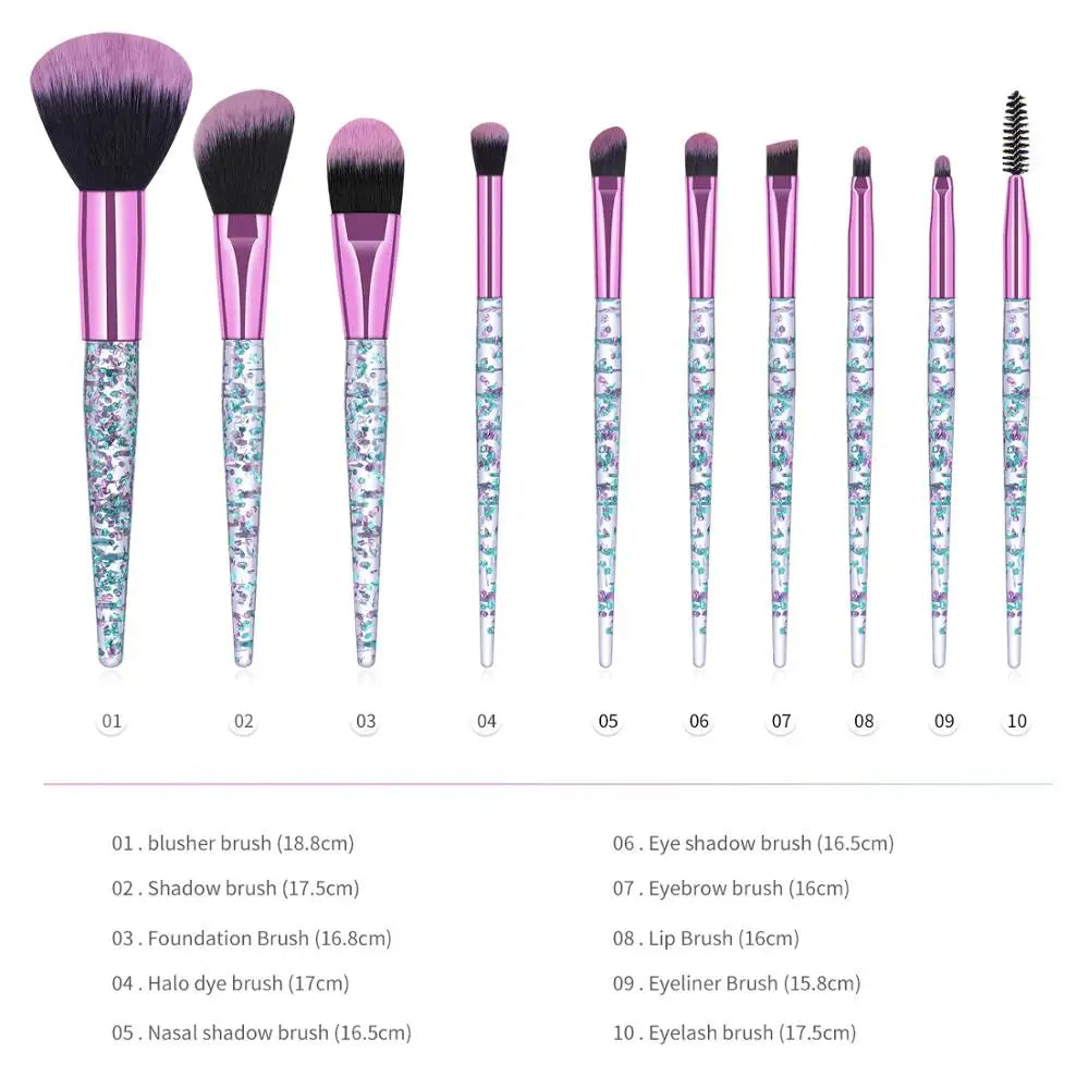 Elevate Your Makeup Game with the 6/7/10PCS Professional Diamond Crystal Brush Set - Perfect for Flawless Foundation, Blush, and Eye Shadow Application!
