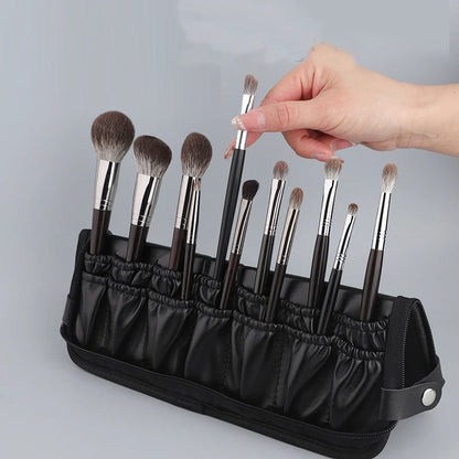 Ultimate Foldable Makeup Brush Organizer - 29/23 Holes Zipper Cosmetic Storage Bag for Stylish Women